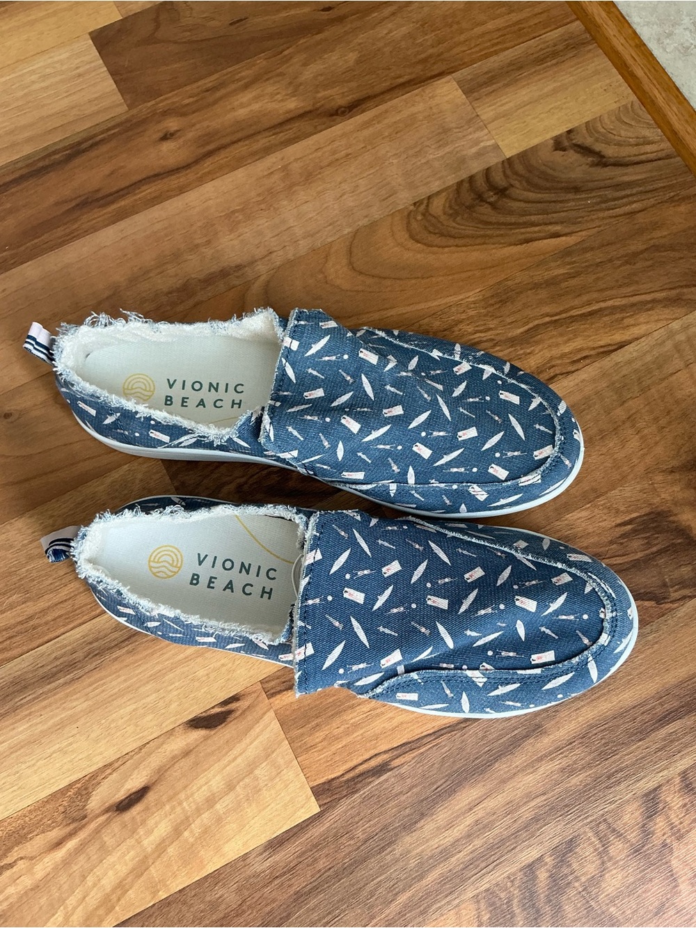 Vionic Navy Slip-On Loafers with Surfboard Print